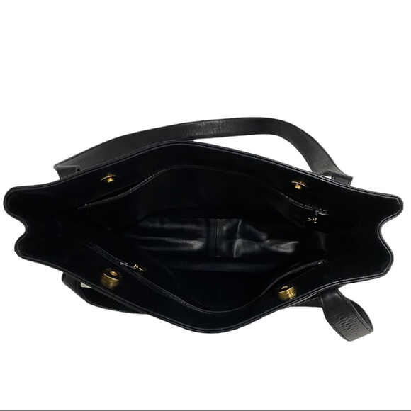 CHANEL Vintage XL Studded CC Monogram Logo Black Lambskin Leather Shoulder Bag - Picture 7 of 16